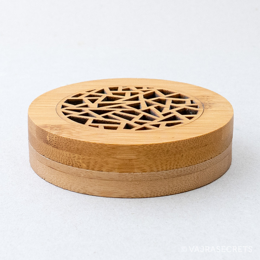 Bamboo Incense Burner with Geometric Motif