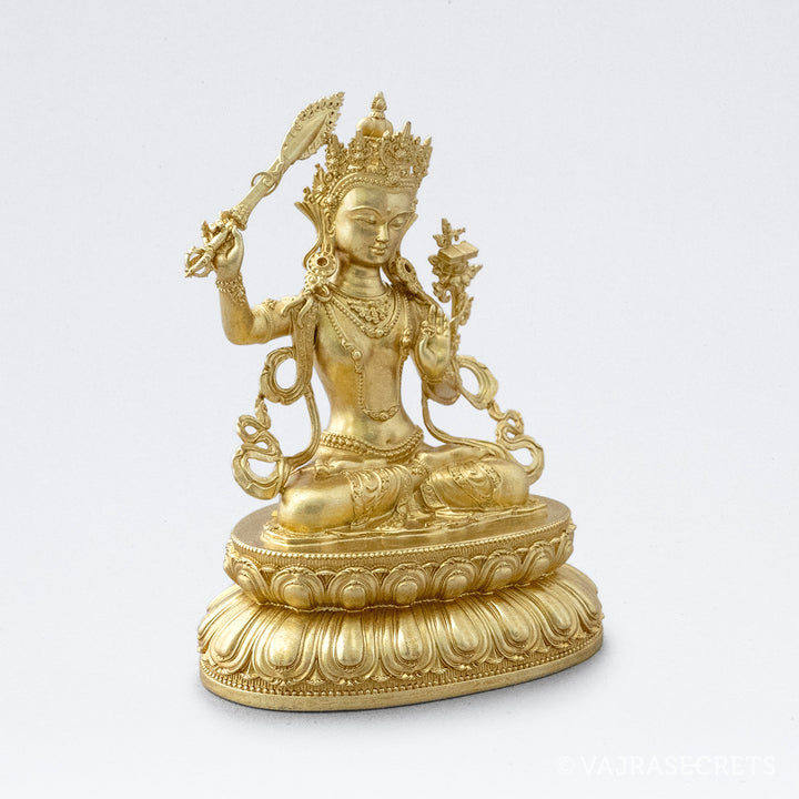 Manjushri Brass Statue, 4 inch