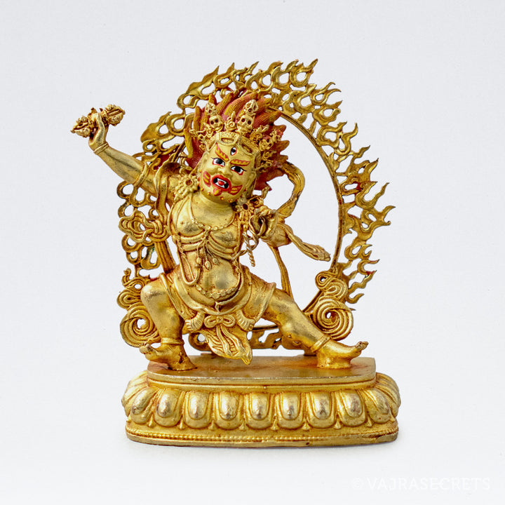 Vajrapani Gold Statue, 4 inch