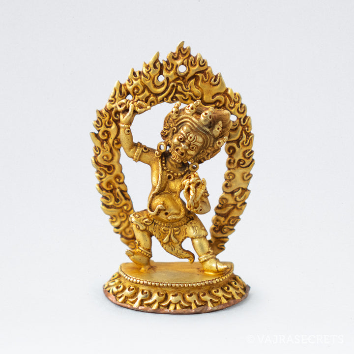 Vajrapani Gold Statue, 3.5 inch