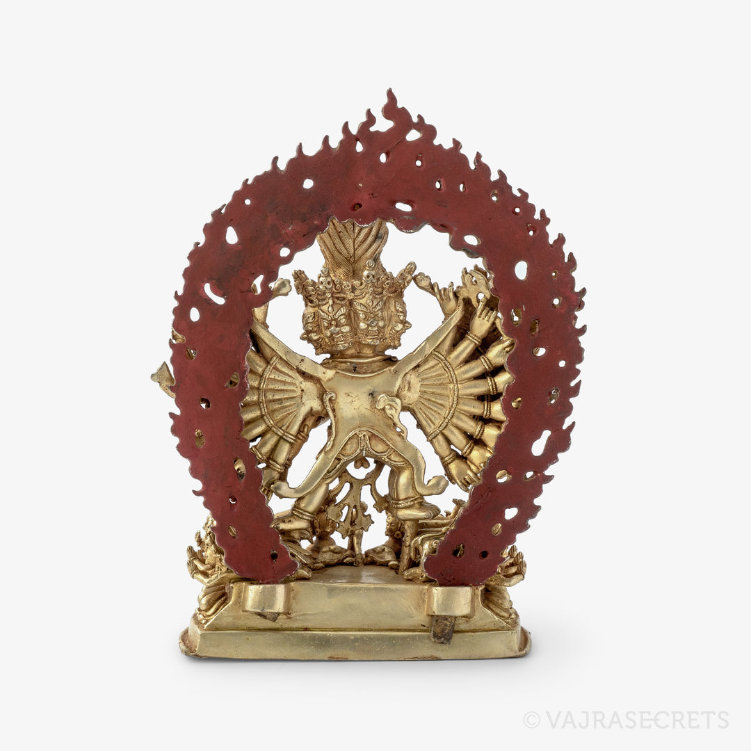 Blessed Yamantaka Solitary Hero Gold Statue, 8 inch