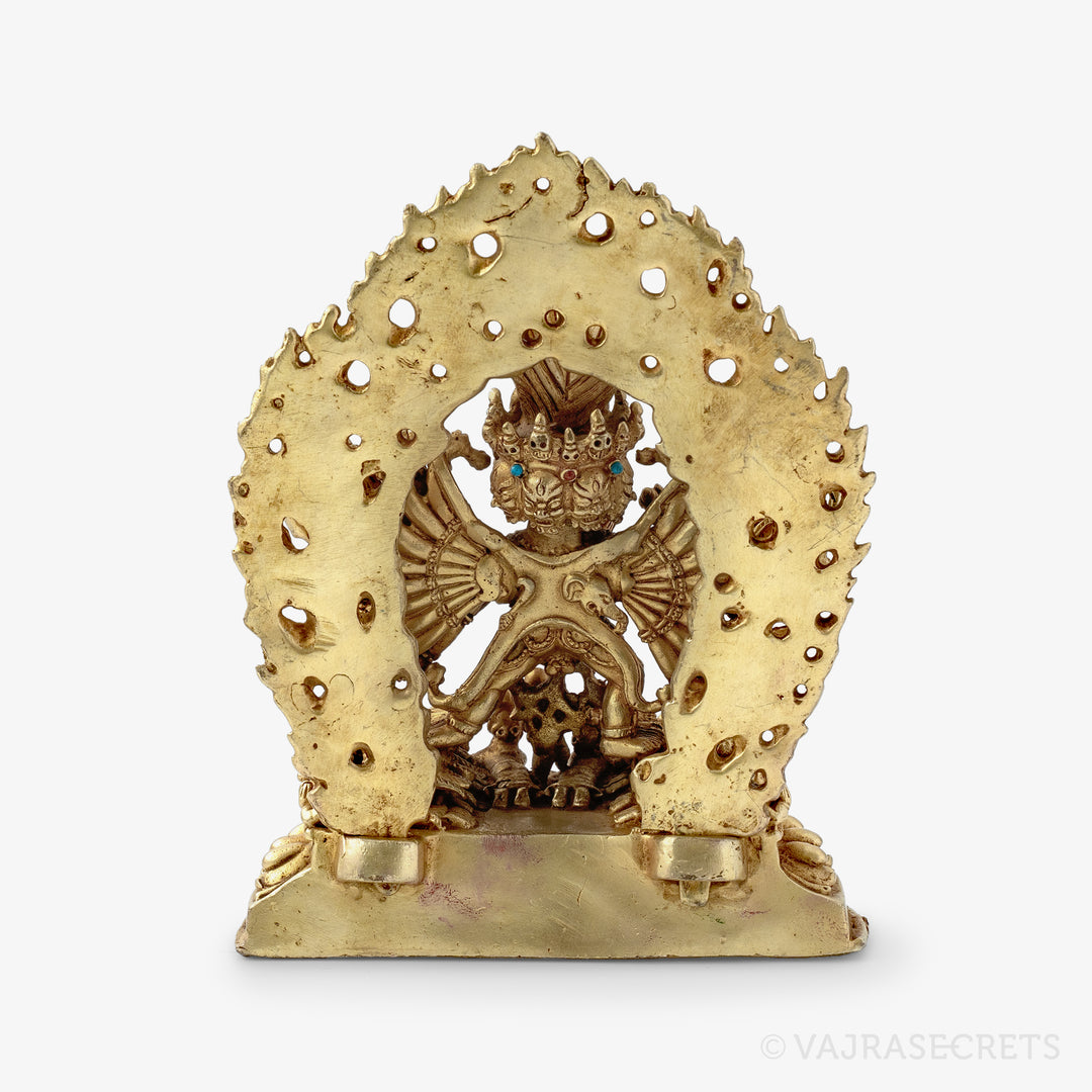 Blessed Yamantaka Solitary Hero Gold Statue, 5 inch