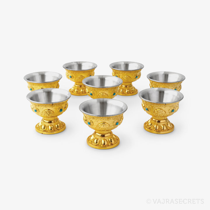 Gold Finish Alloy Offering Bowls, 3.25 inch (Set of 8)