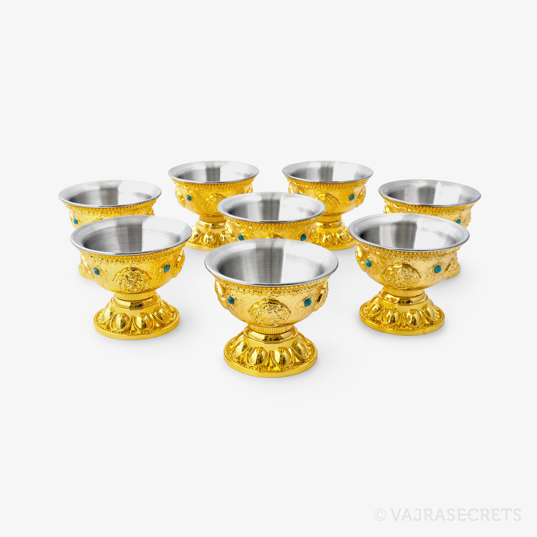 Gold Finish Alloy Offering Bowls, 4.25 inch (Set of 8)