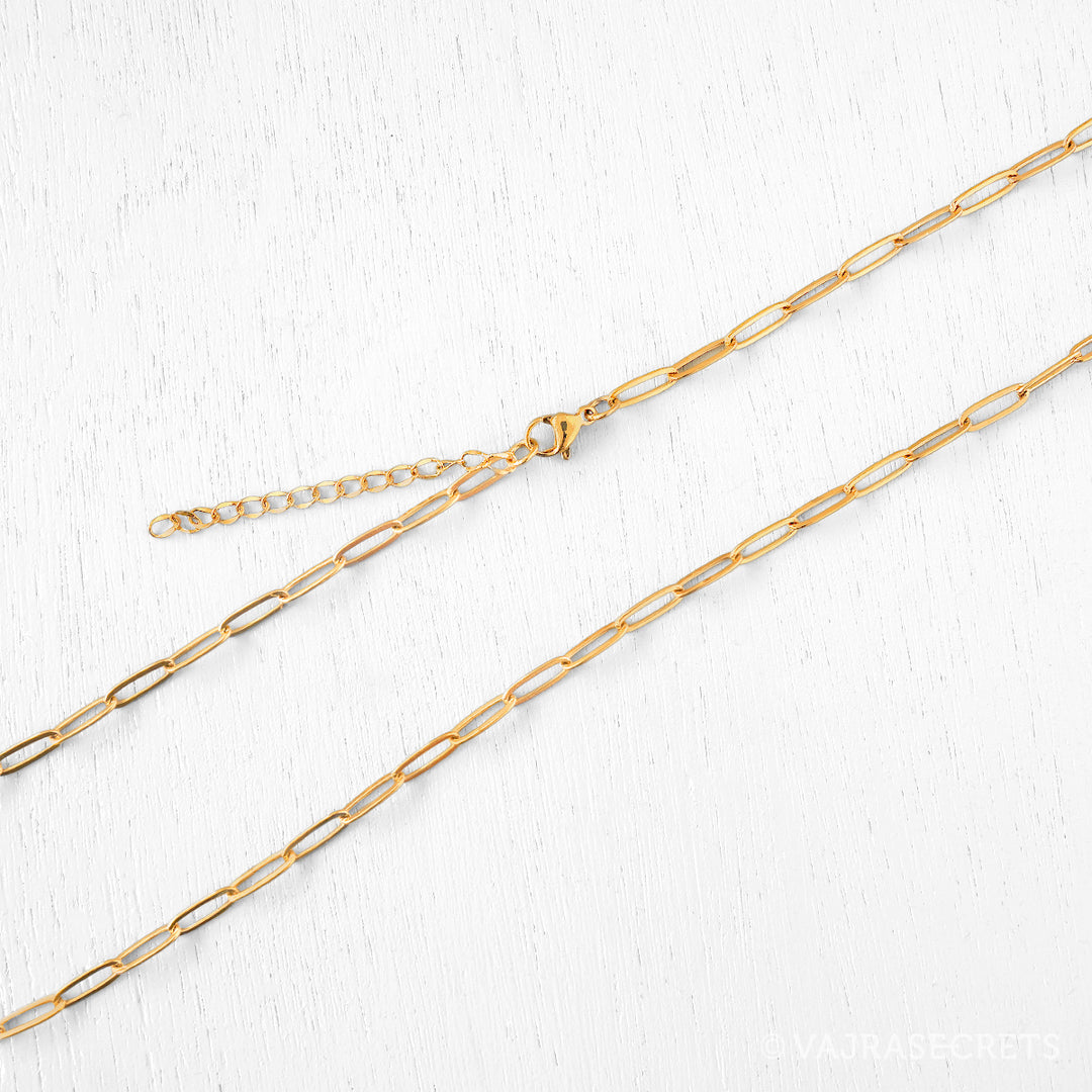 18K PVD Gold Rectangle Cable Chain
