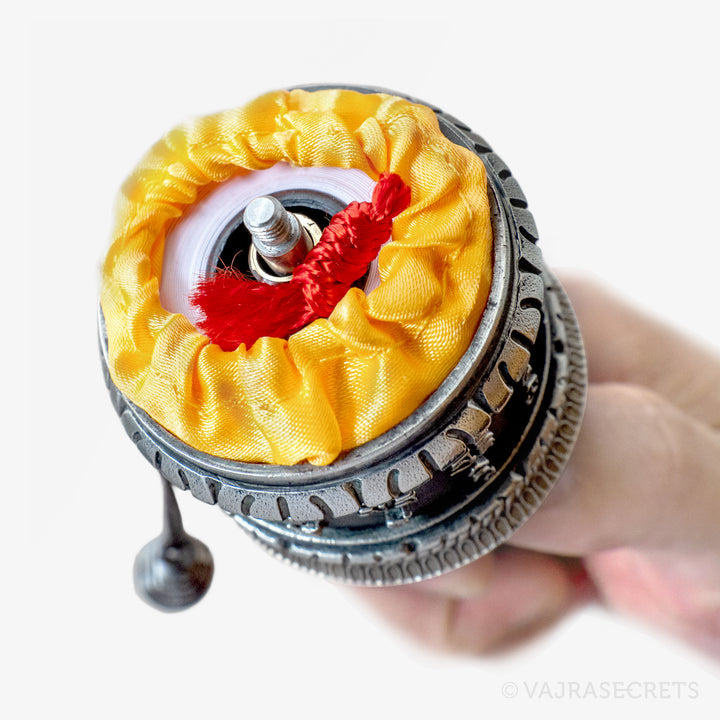 Blessed Vajrayogini Gold Prayer Wheel, 7 inch