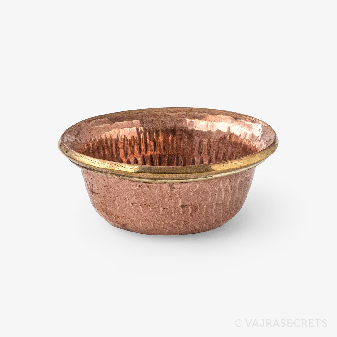 Brass-Trimmed Polished Copper Offering Bowls, 2 inch (Set of 7)