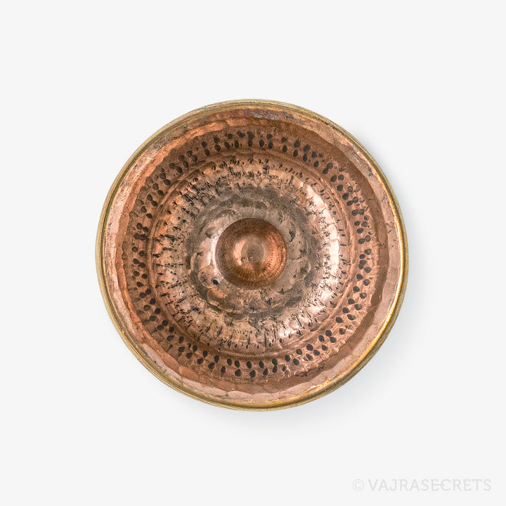 Brass-Trimmed Polished Copper Offering Bowls, 2 inch (Set of 7)