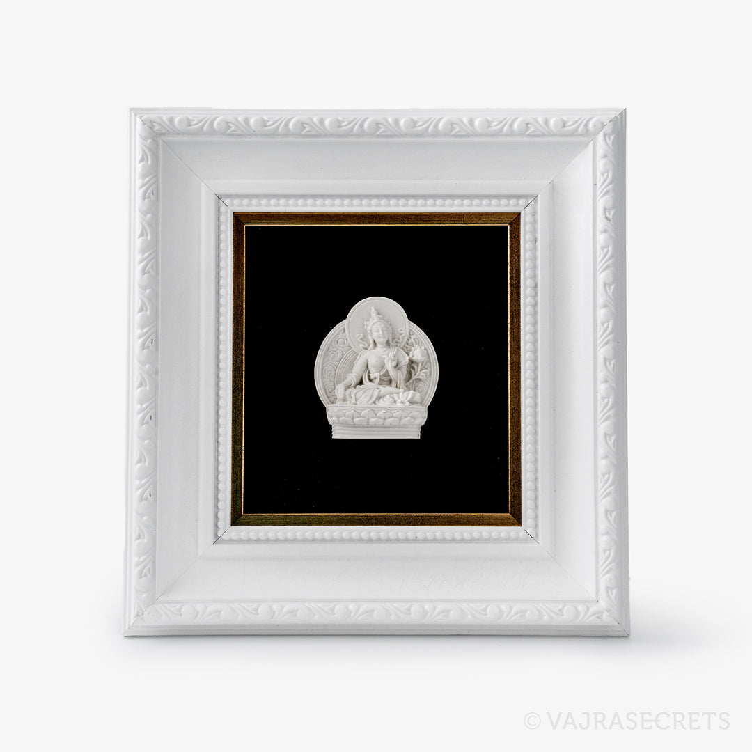 Framed White Tara Resin Tsa Tsa