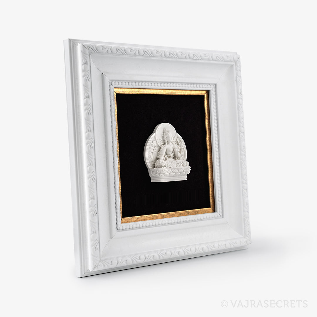 Framed White Tara Resin Tsa Tsa