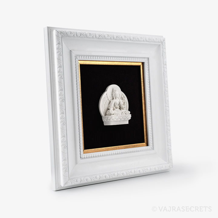 Framed White Tara Resin Tsa Tsa