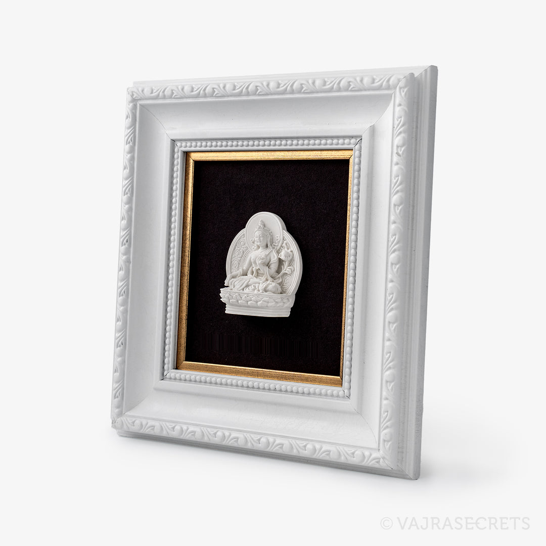 Framed White Tara Resin Tsa Tsa