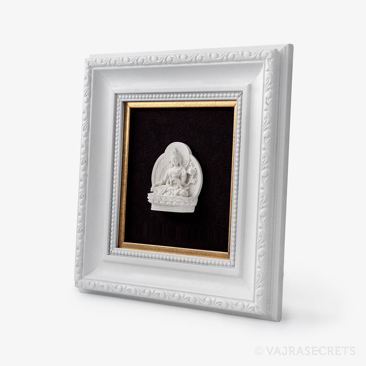 Framed White Tara Resin Tsa Tsa