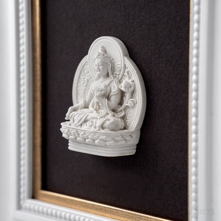 Framed White Tara Resin Tsa Tsa