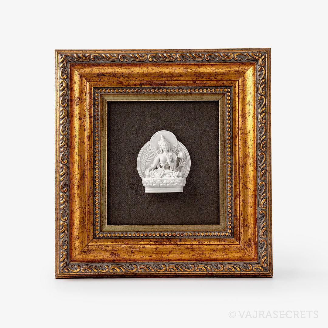 Framed White Tara Resin Tsa Tsa