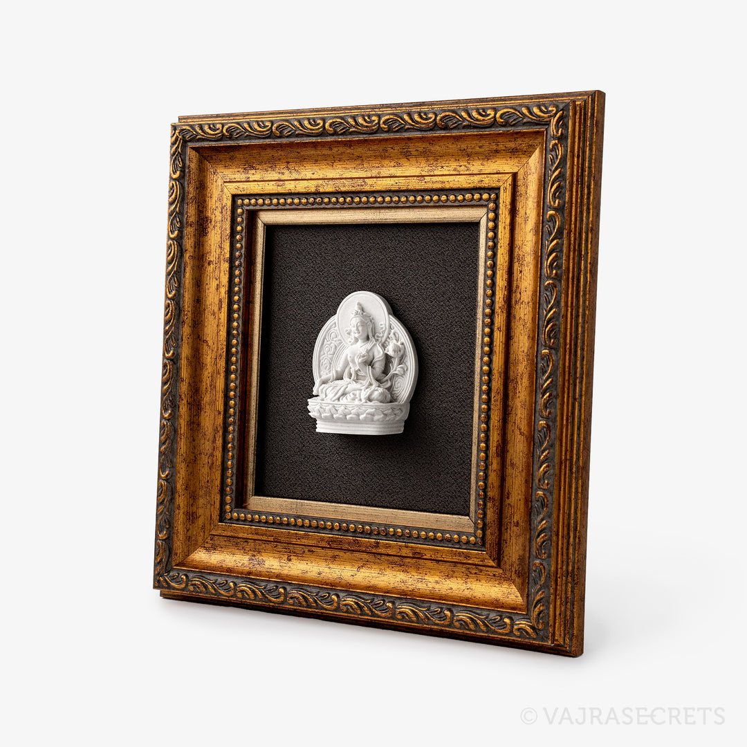 Framed White Tara Resin Tsa Tsa