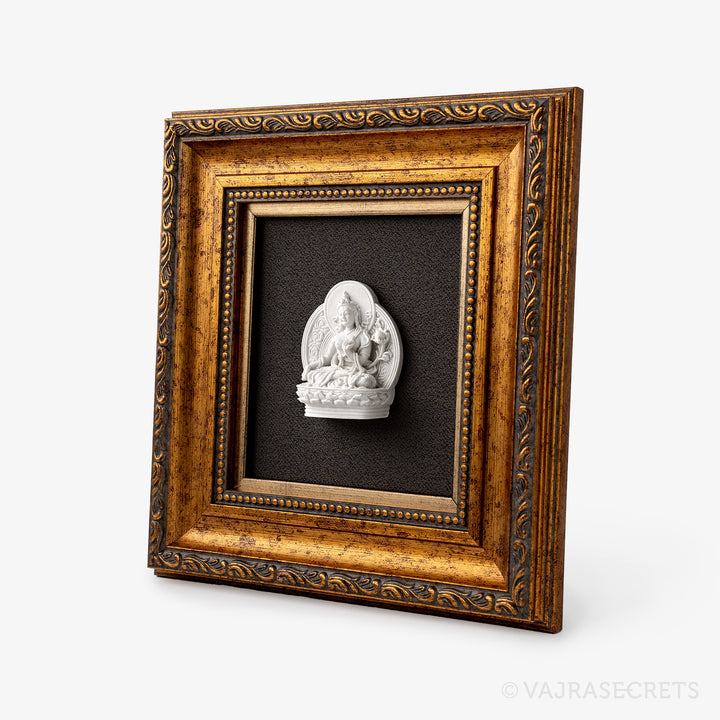 Framed White Tara Resin Tsa Tsa