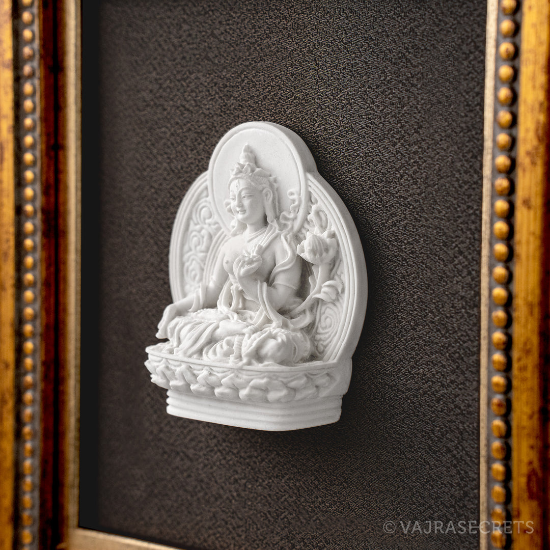 Framed White Tara Resin Tsa Tsa