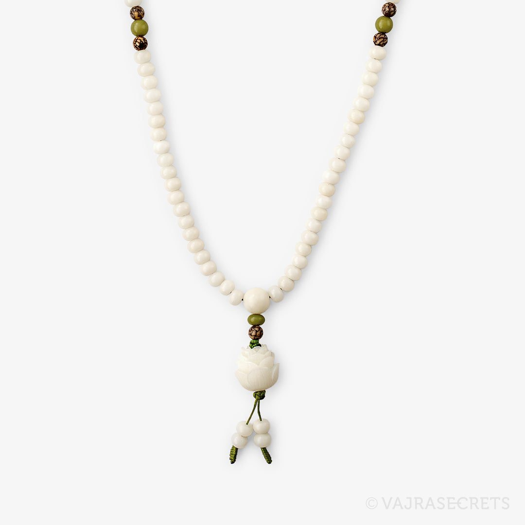 White Lotus Bodhi Root Mala