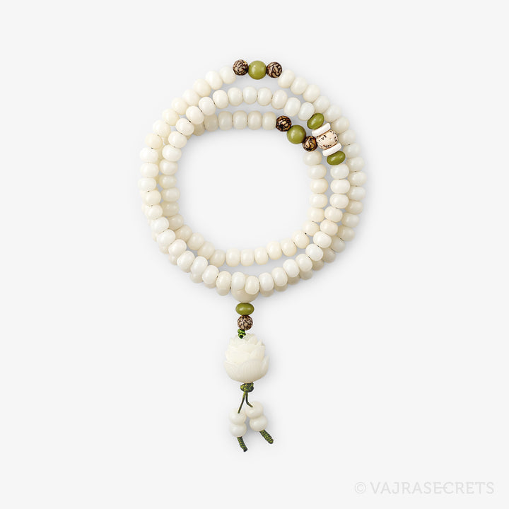 White Lotus Bodhi Root Mala