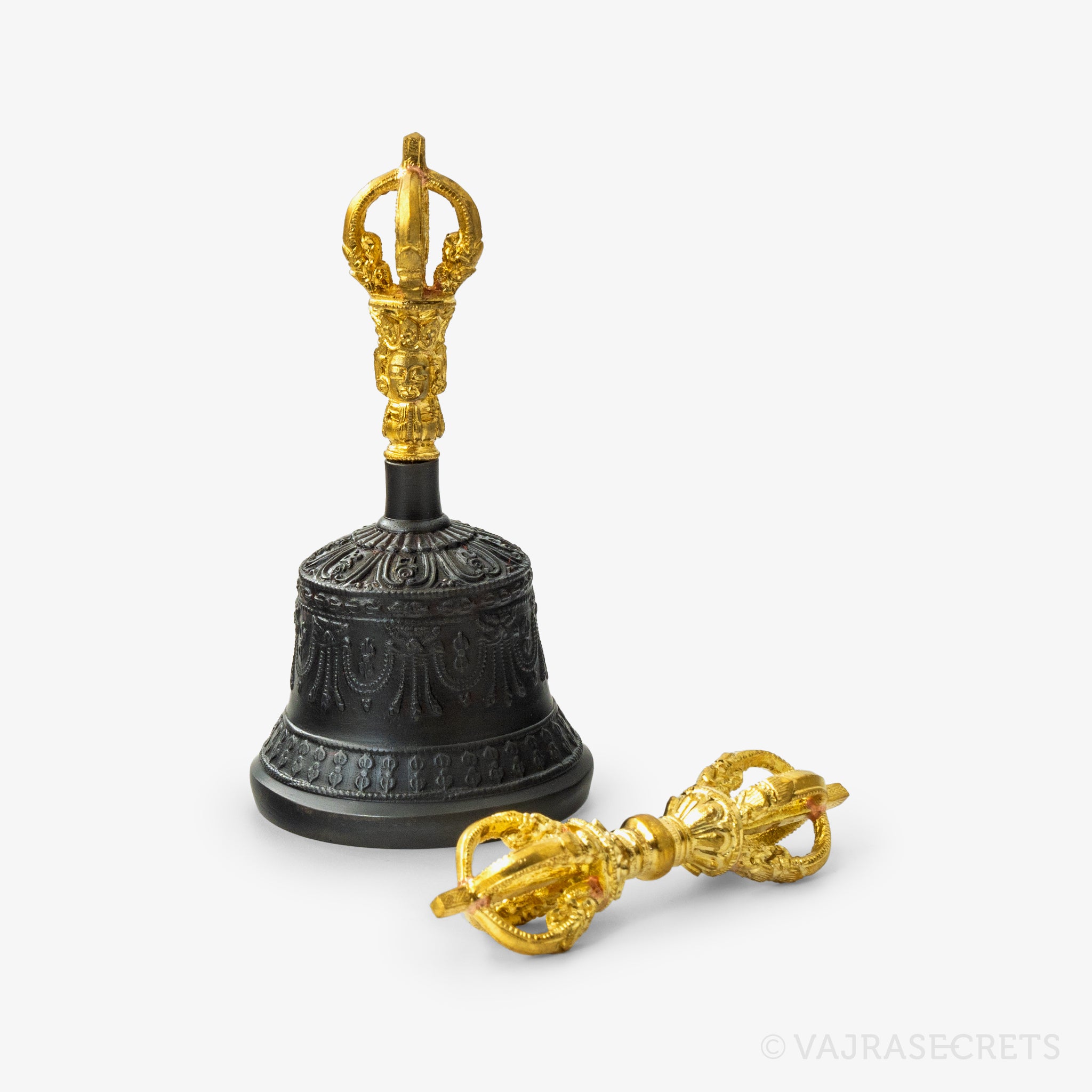 Dehradun Antique Finish Vajra and Bell, 4.8 inch – Vajrasecrets