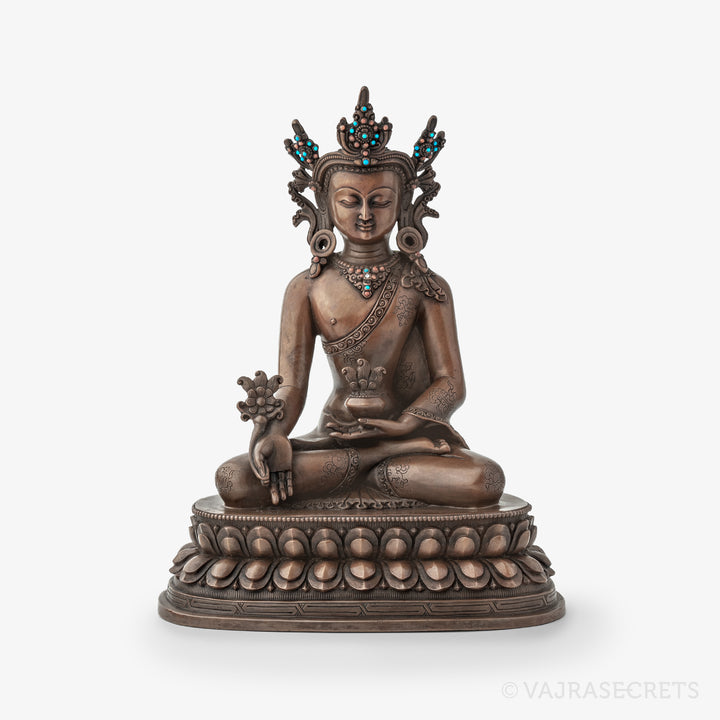 Jowo Medicine Buddha Copper Statue, 9 inch