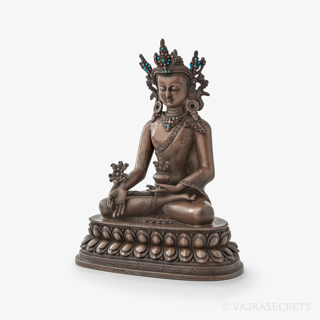 Jowo Medicine Buddha Copper Statue, 9 inch