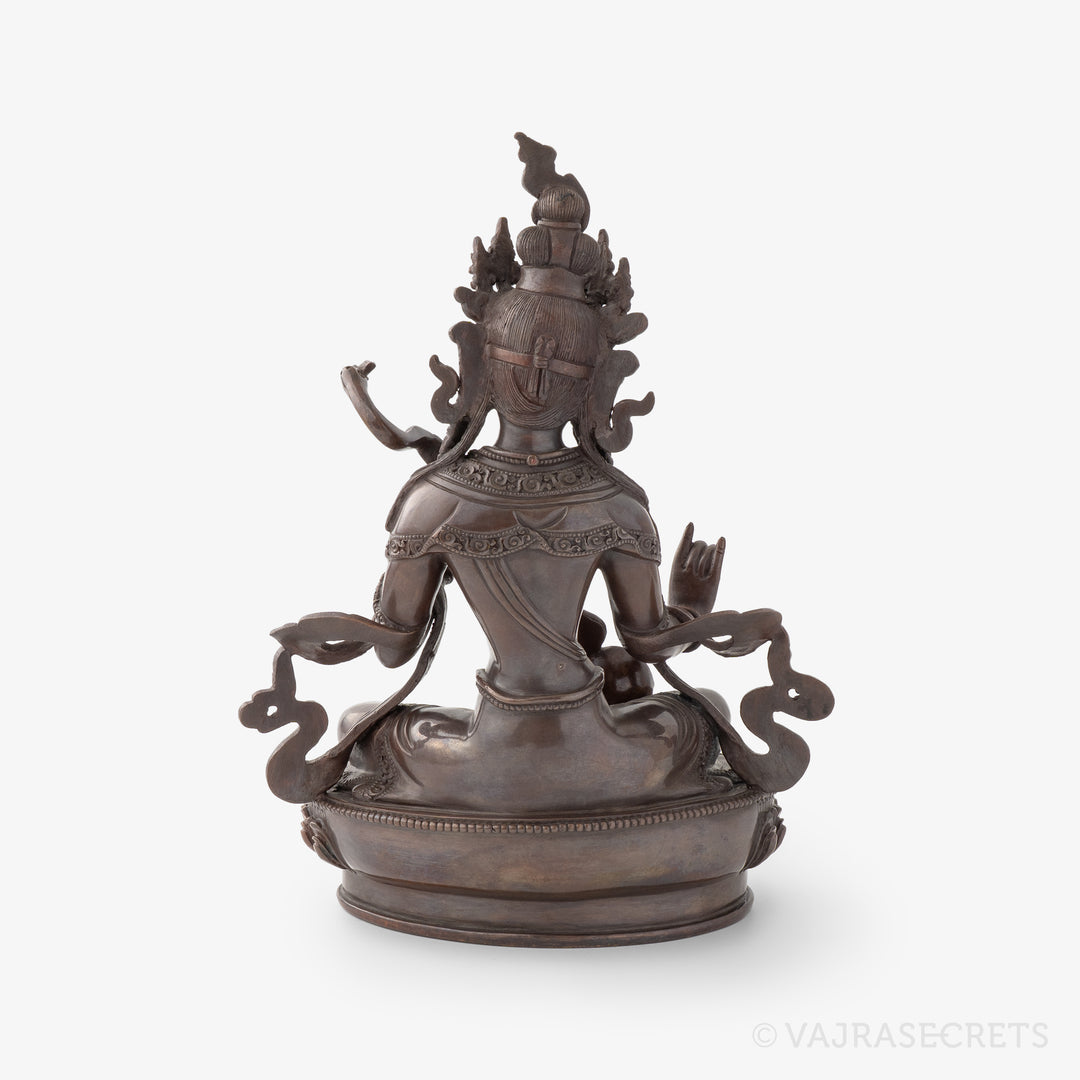Saraswati (Two-Armed) Copper Statue, 8 inch