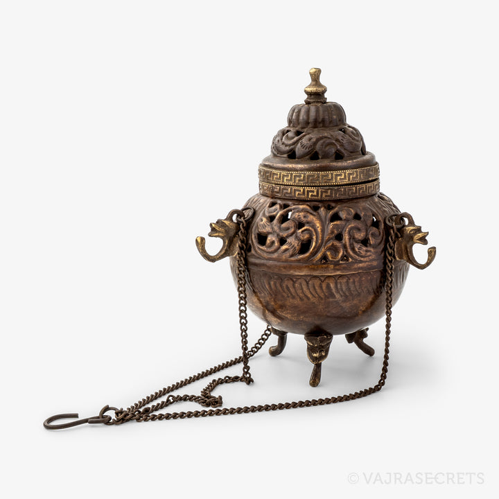 Tibetan Hanging Incense Burner, 6.25 inch