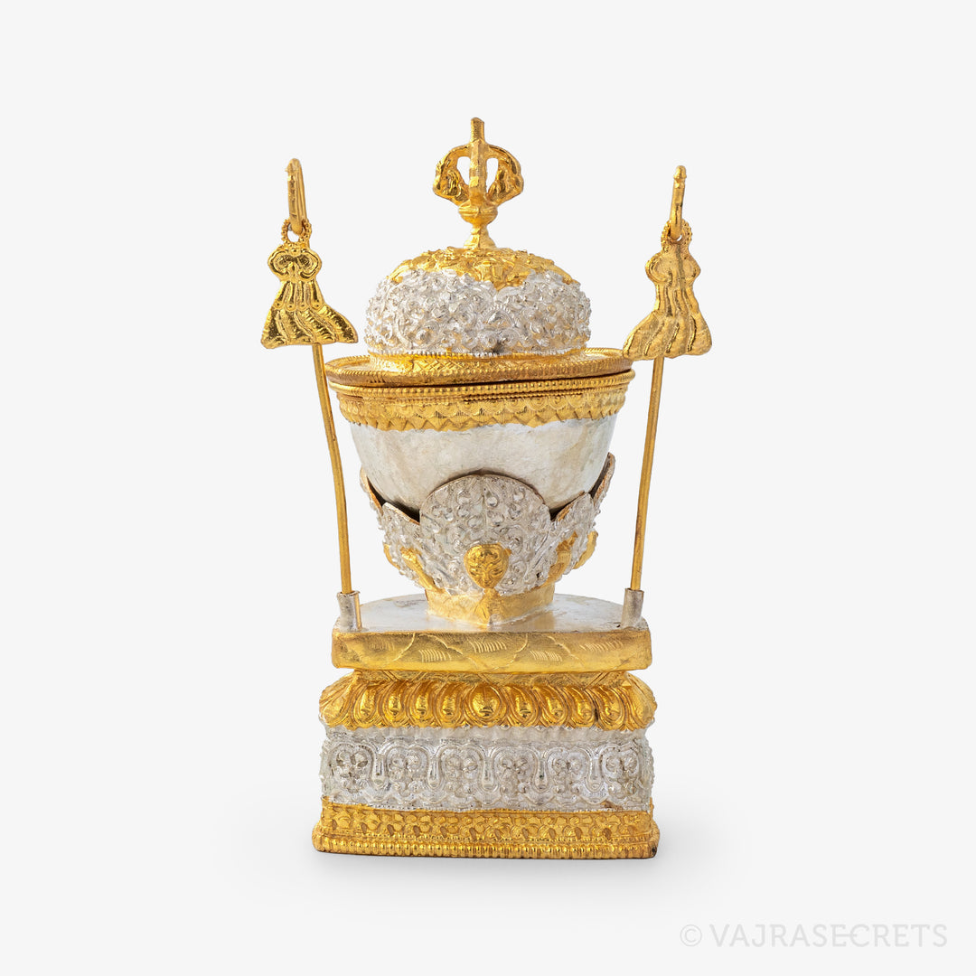 Gold and Silver Plated Kapala, 7 inch