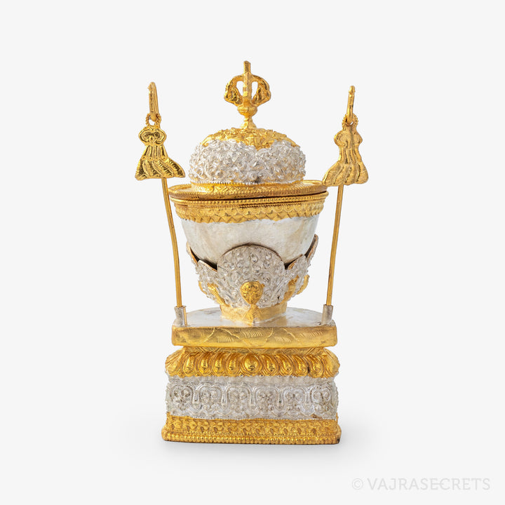 Gold and Silver Plated Kapala, 7 inch