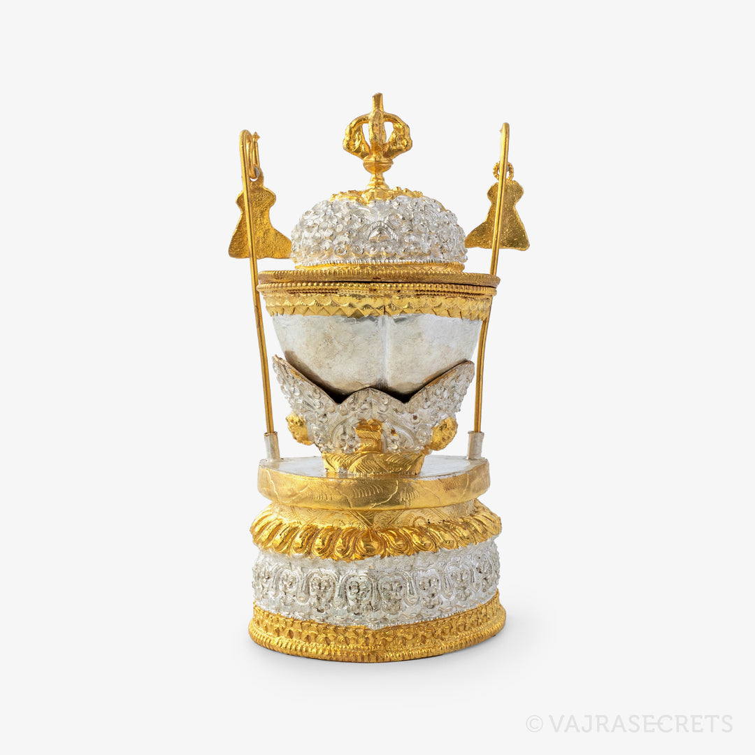 Gold and Silver Plated Kapala, 7 inch