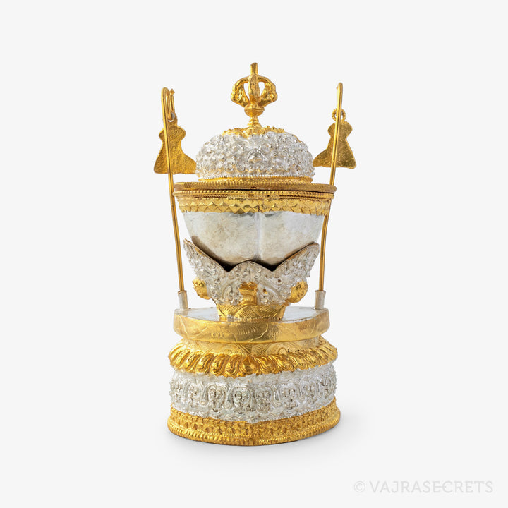 Gold and Silver Plated Kapala, 7 inch