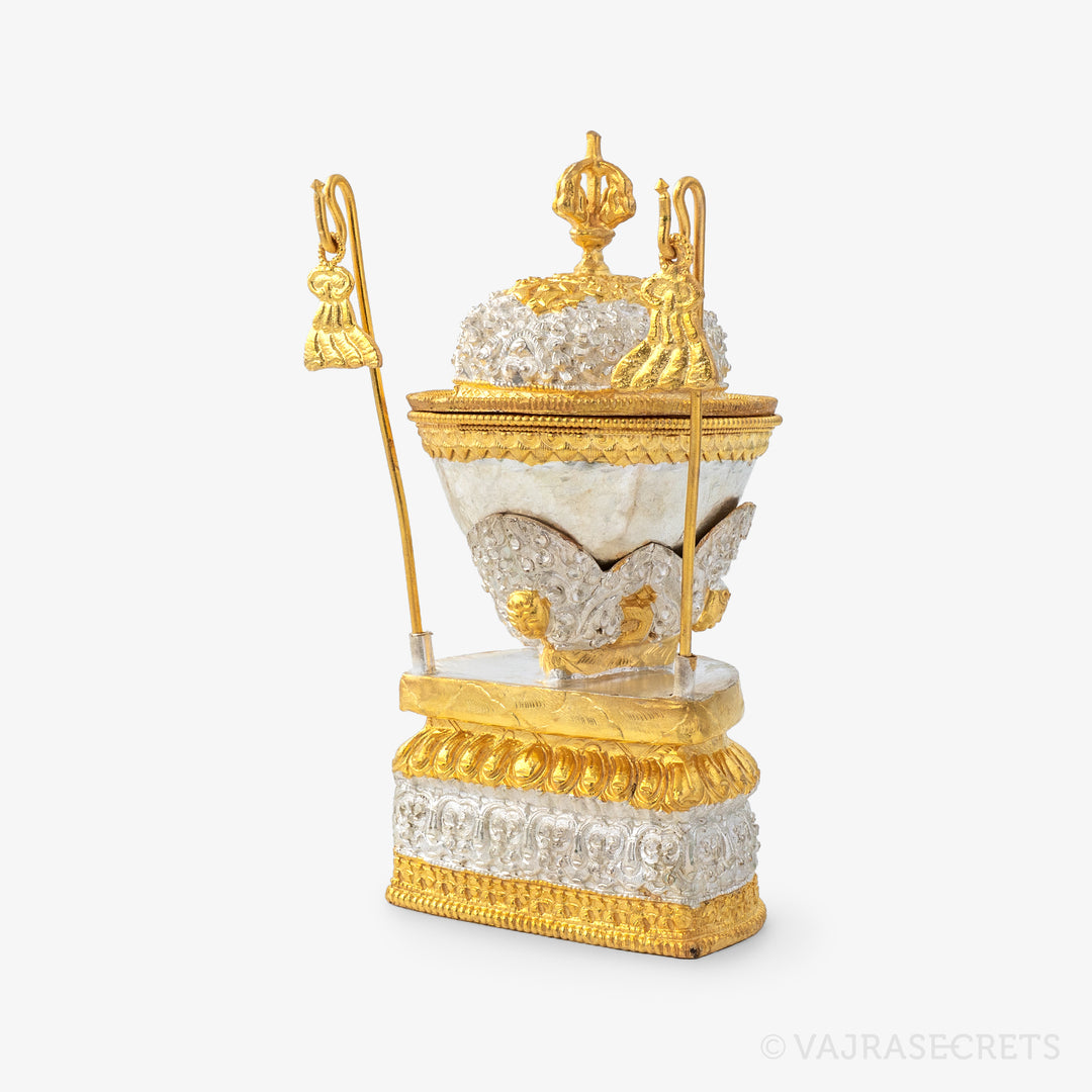 Gold and Silver Plated Kapala, 7 inch