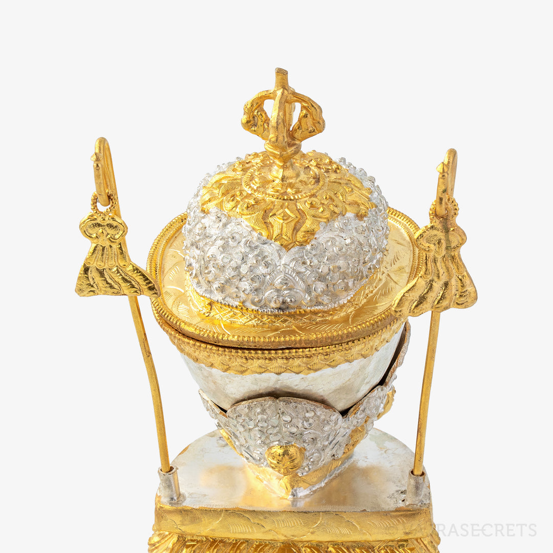 Gold and Silver Plated Kapala, 7 inch