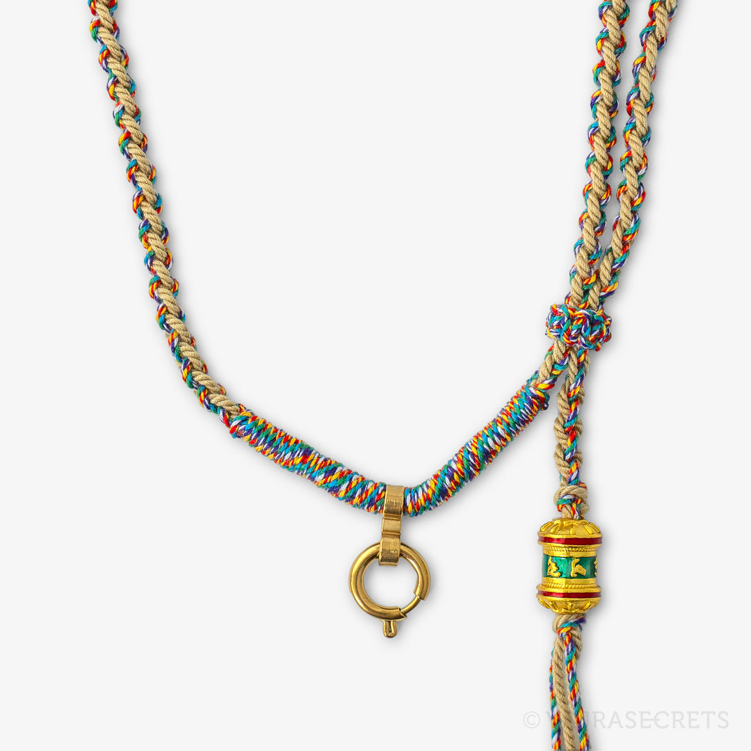 Prayer Wheel Charm Cord Necklace