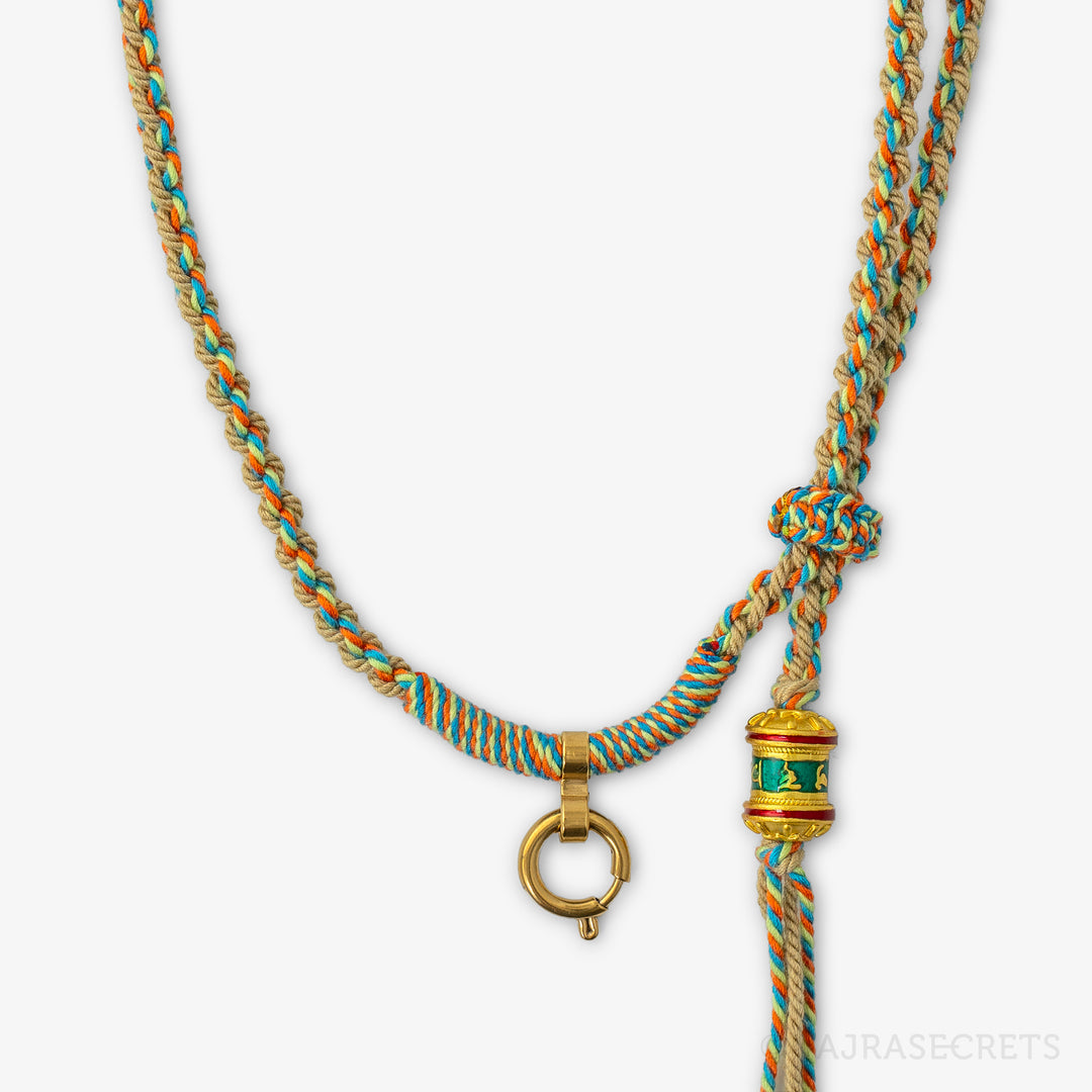 Prayer Wheel Charm Cord Necklace