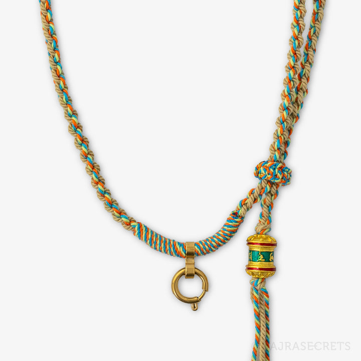 Prayer Wheel Charm Cord Necklace