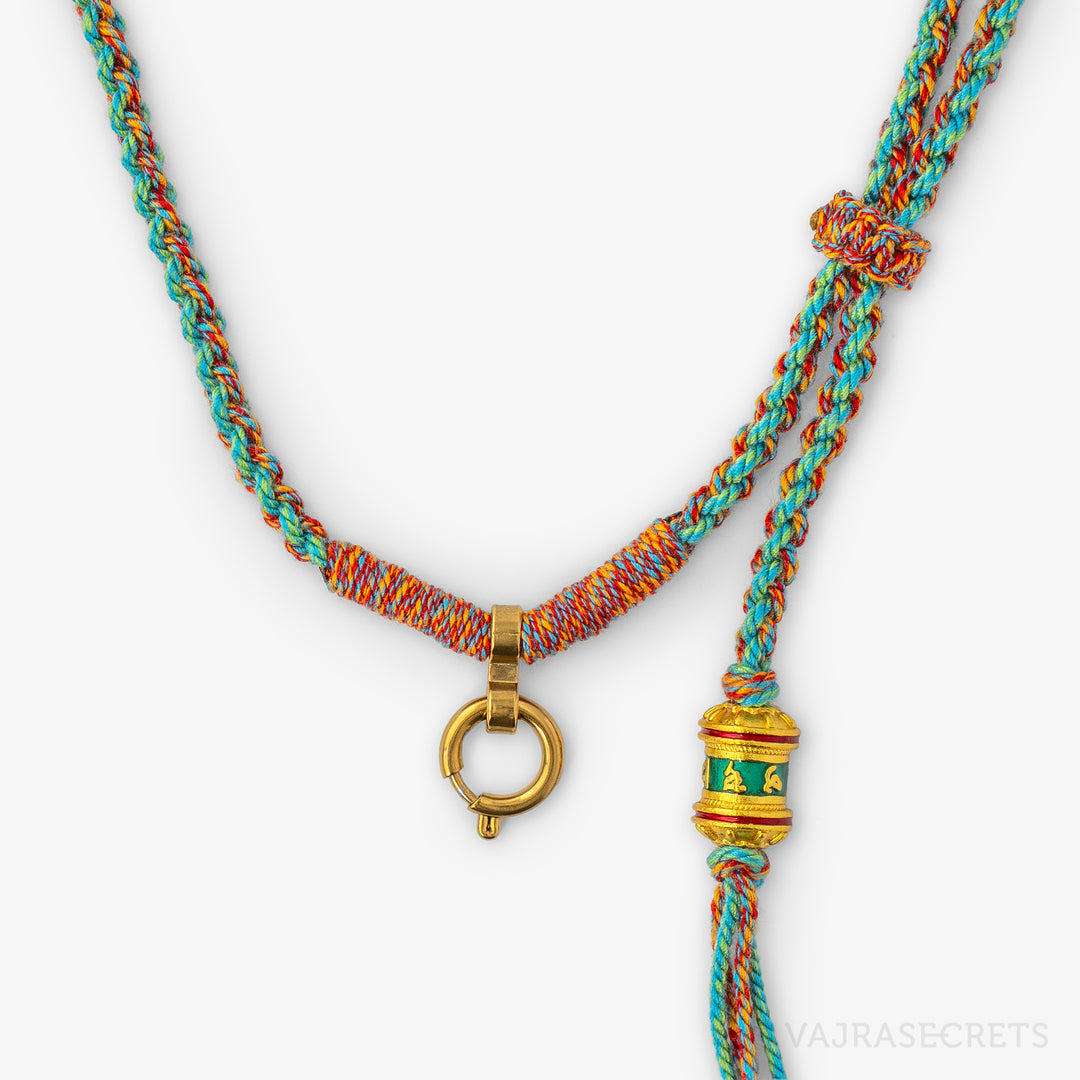 Prayer Wheel Charm Cord Necklace