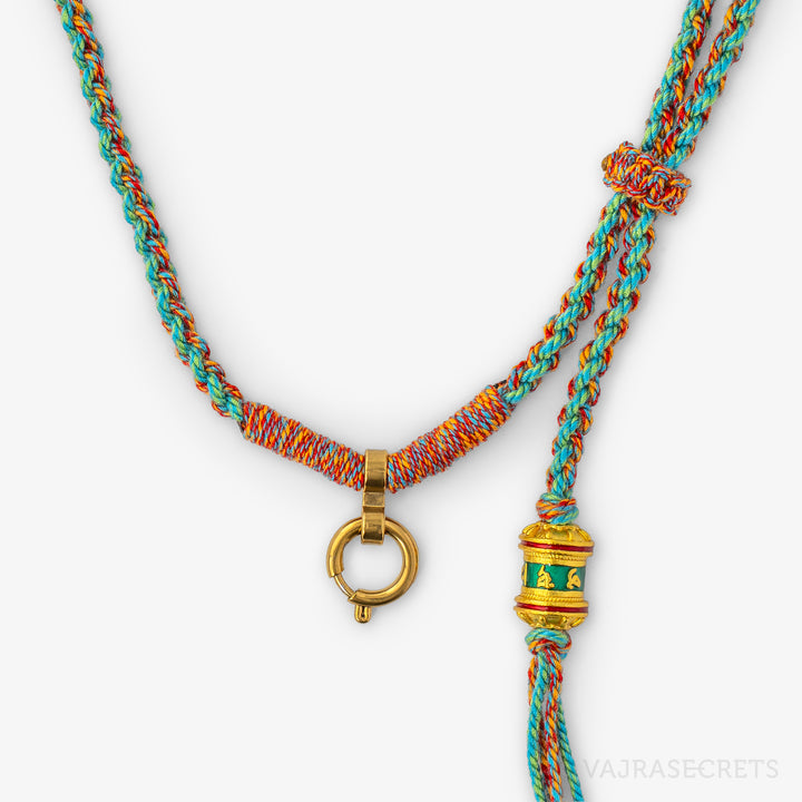 Prayer Wheel Charm Cord Necklace