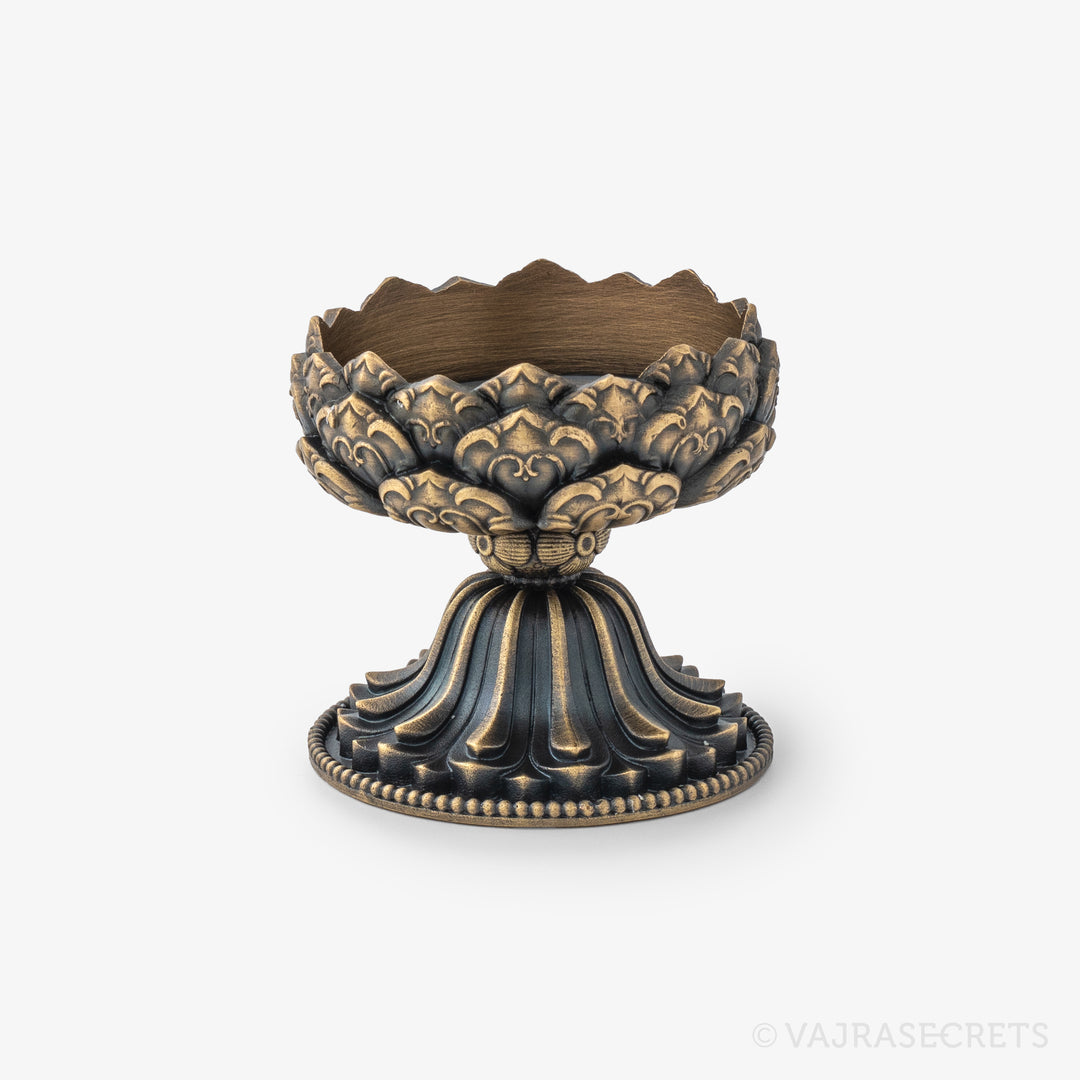 Antique Finish Lotus Candle Holder, 2 inch