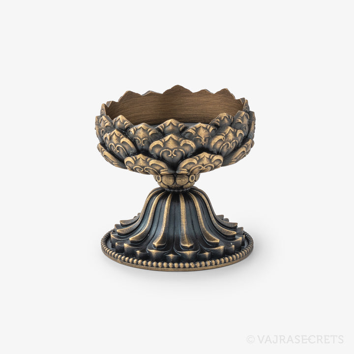 Antique Finish Lotus Candle Holder, 2 inch