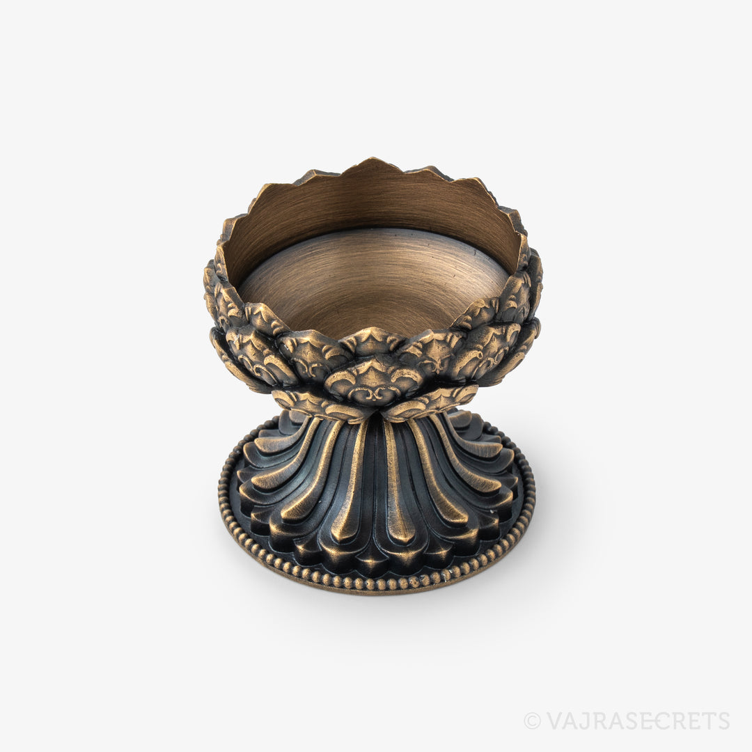 Antique Finish Lotus Candle Holder, 2 inch