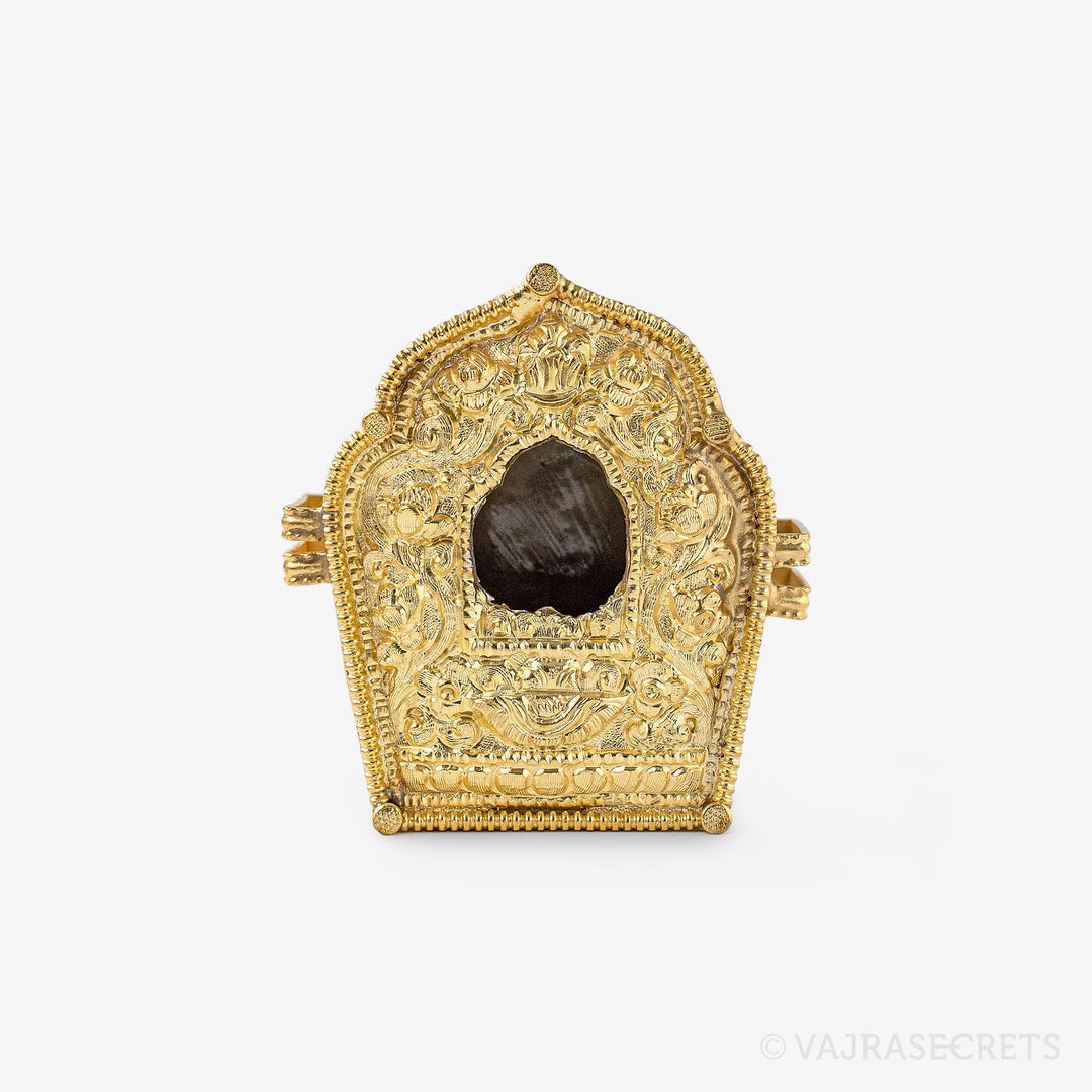 Gold Plated Tibetan Gau Prayer Box, 2.5 inch