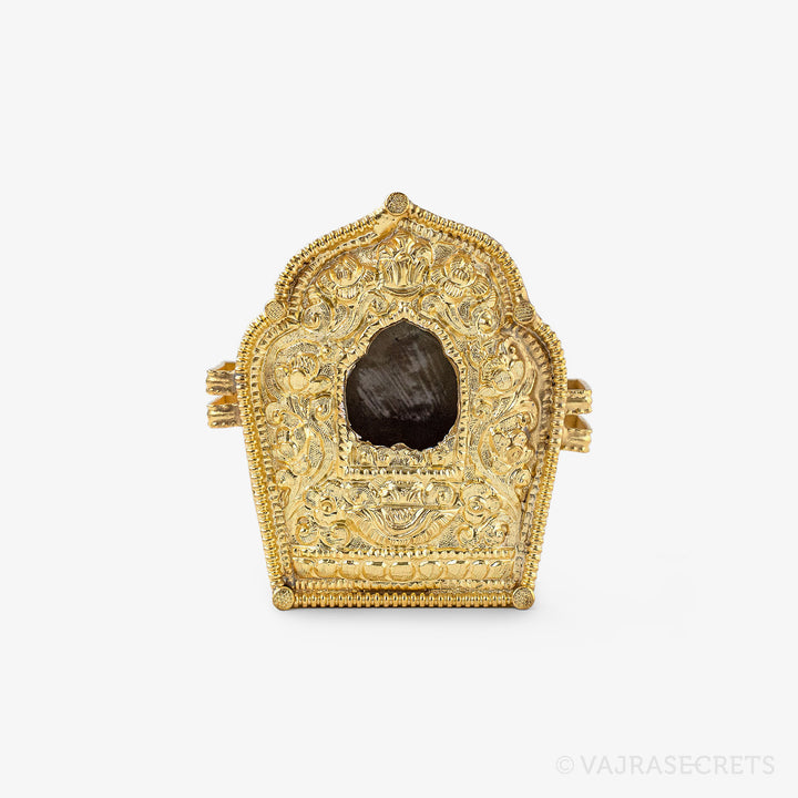 Gold Plated Tibetan Gau Prayer Box, 2.5 inch