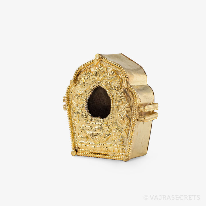 Gold Plated Tibetan Gau Prayer Box, 2.5 inch