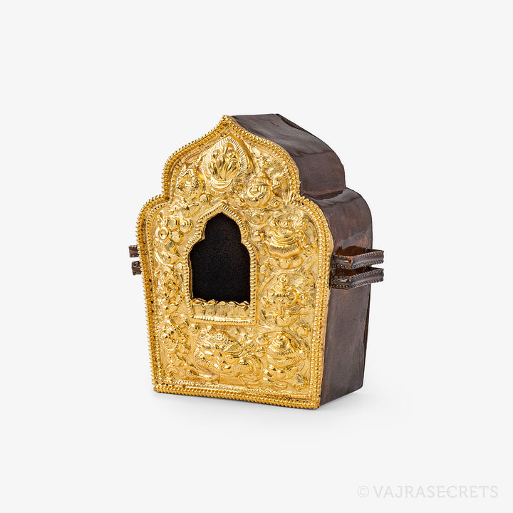Gold Plated Tibetan Gau Prayer Box, 3.5 inch