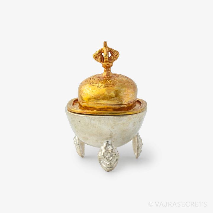 Miniature Gold and Silver Plated Kapala, 3.25 inch