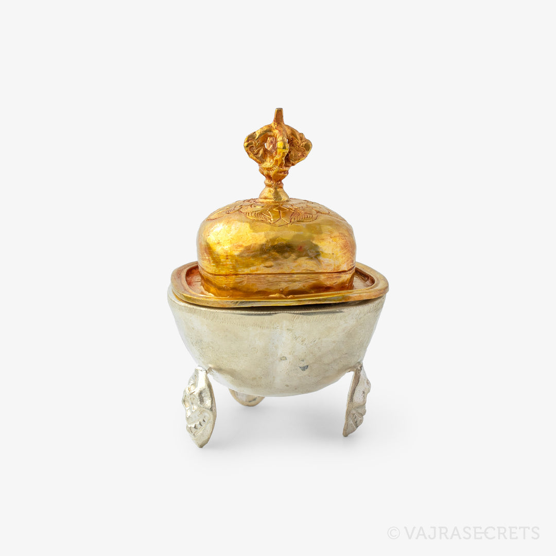 Miniature Gold and Silver Plated Kapala, 3.25 inch