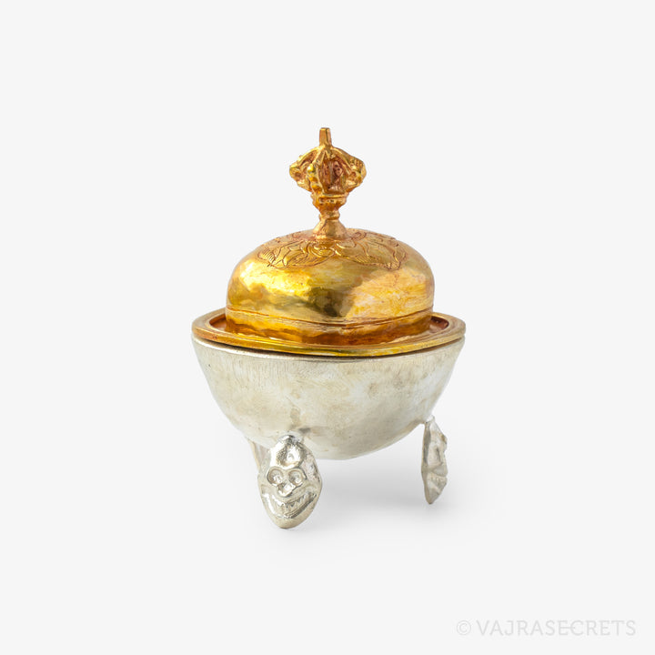 Miniature Gold and Silver Plated Kapala, 3.25 inch